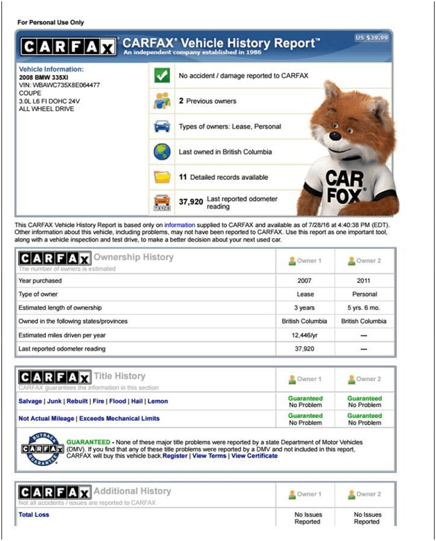 Free Carfax Report 