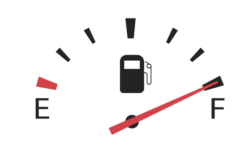 fuel gauge of a car